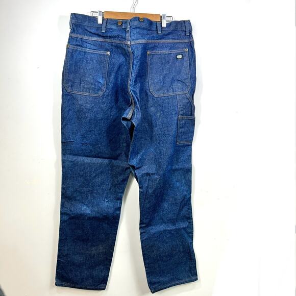 Key Mens Double Front Knee Blue Jeans 40x34 Carpenter Utility Suspender Logger - Picture 11 of 11